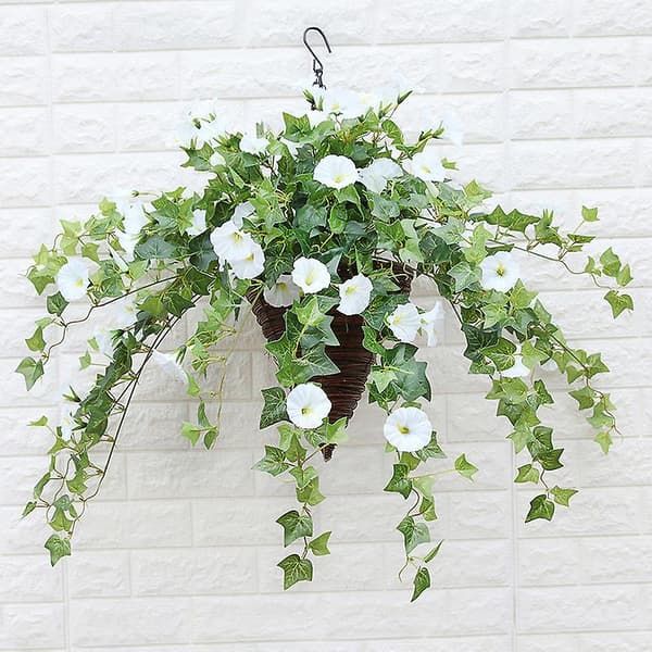 Udendørs/Indendørs Kunstig Petunia i Rattan (hvid)