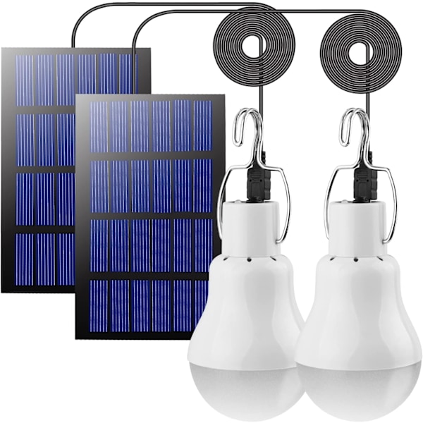 LED Solcellelamper Utendørs Lampe Sett med 2, Solcampinglampe, Sol Ha