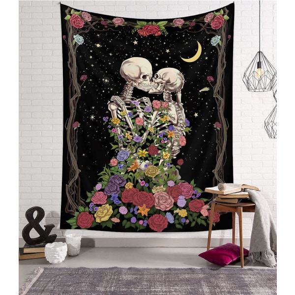 Skull Tapestry Black Tapestry Human Skjelett Tapestry Hippie Tape