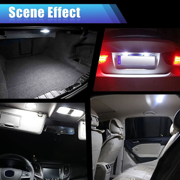 Bil LED kombinasjonssett 20 stk taklampe T10 sidemarkering l