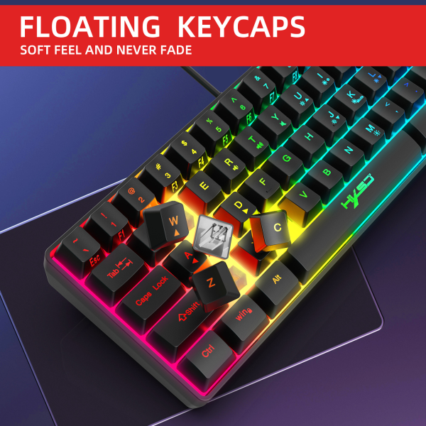 61-tasters gaming membran tastatur RGB belysning mini tastatur Var