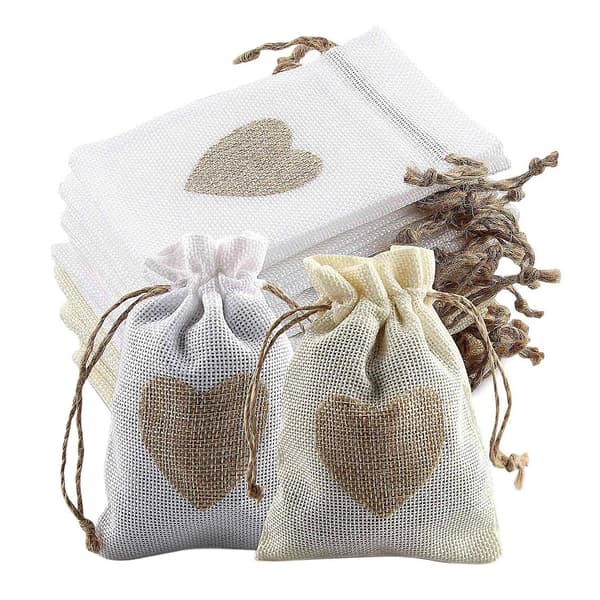 16 st Burlap-påsar med dragsko, godispåsar för fyllning