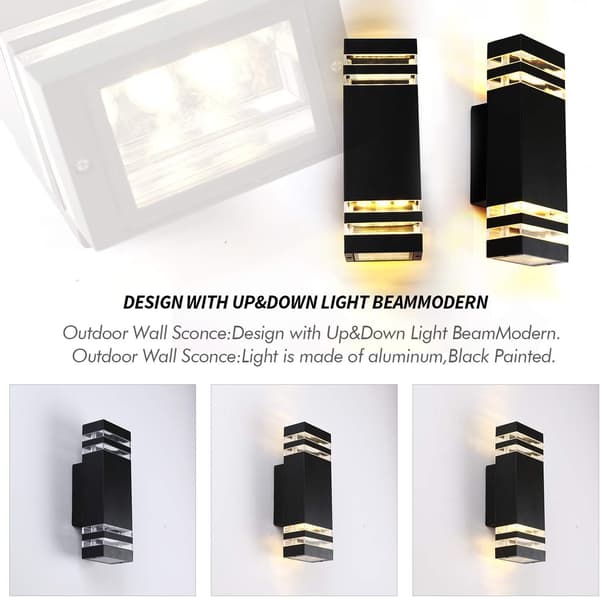 LED-seinävalaisin, vedenkestävä, musta, moderni, ulkokäyttöön