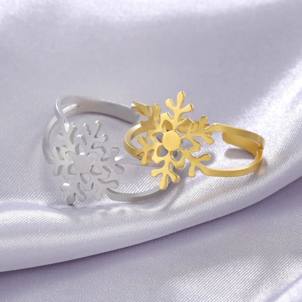 Snowflake Ringar för kvinnor Flickor Vinter Snow Justerbar Finger Rin