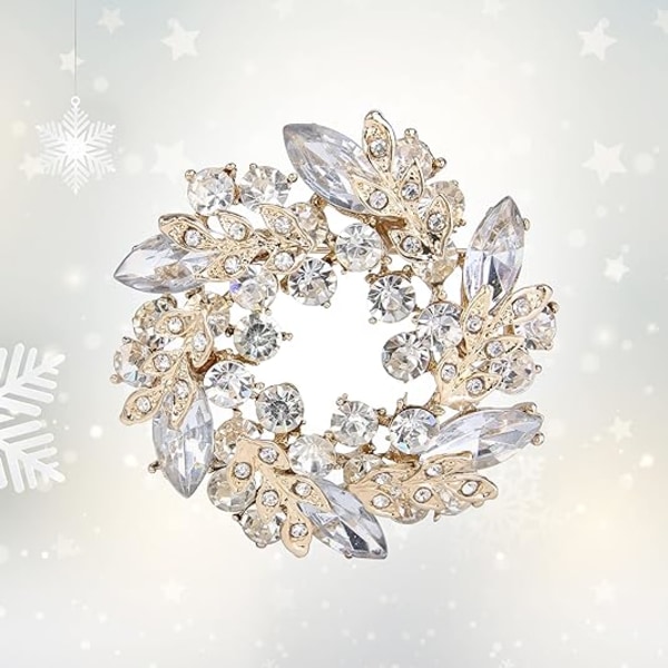 Austrian Crystal Wedding Flower Wreath Brooch Pin(white)