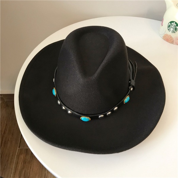 Damer Western Cowboy Hat med Rullet Kant i Filt - Cowgirl