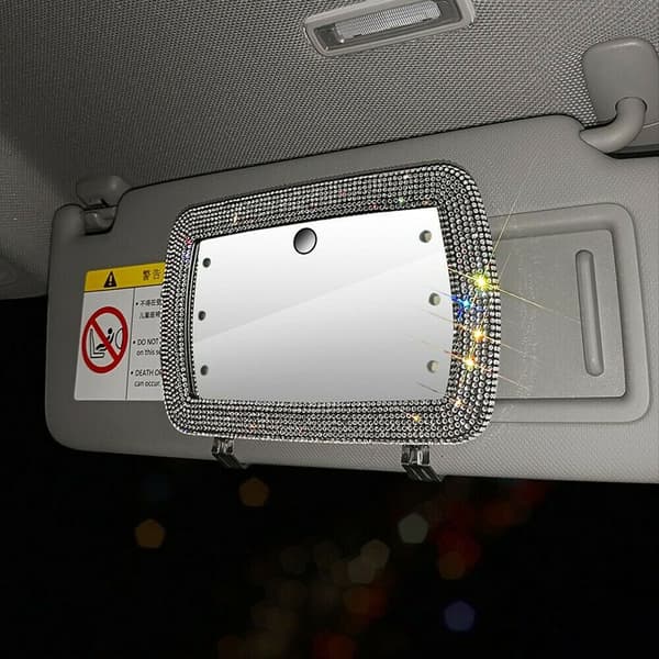 6 LED Bling Solskjerm Speil Sminke Speil Dekorasjon Bil Interiør