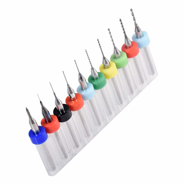10 stk Mini PCB Bor Bits 0,1-1,0 mm, Karbid Spiralfløyte Karbid