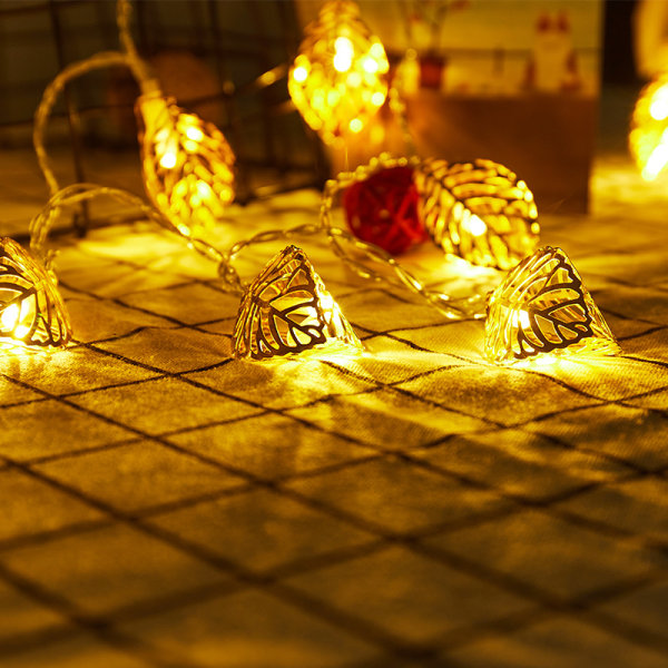 Bladguld snorelampe, 5 meter, 50 lamper, bryllup, jul, bi
