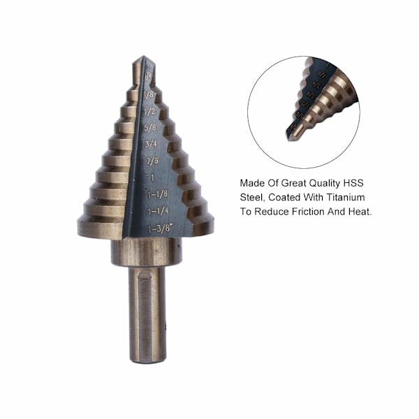5 stk HSS Titan Trinbor Bits Taper Bit Trinbit Sæt Power