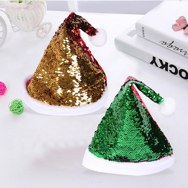 2 Julehatte Dobbeltsidede Sequins Hatte Julepynt