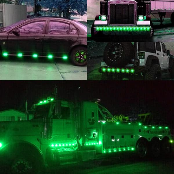 10 stk. 3/4\" 12V Markeringlys LED Lastbil Trailer Runde Side Kugle Ind