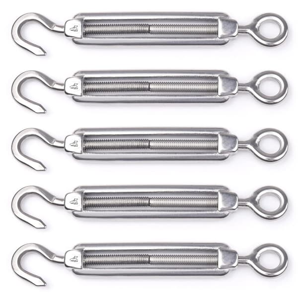 5 Pak M4 Krog- og Øje-Spændeapparat Heavy Duty T304 Rustfrit Stål