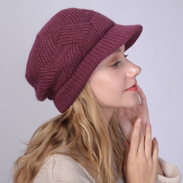 Varm vintermössa för kvinnor, stickad slouchy beanie med