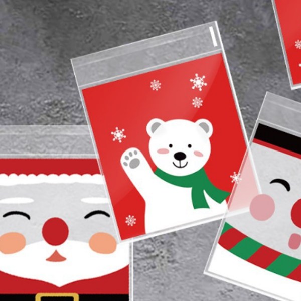 200 stycken julgodispåse Snack Cookie Bag Snowman Bear Present