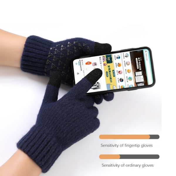 Unisex Vintervarme Strikede Handsker, Tykke Fleece Elastiske Manchetter