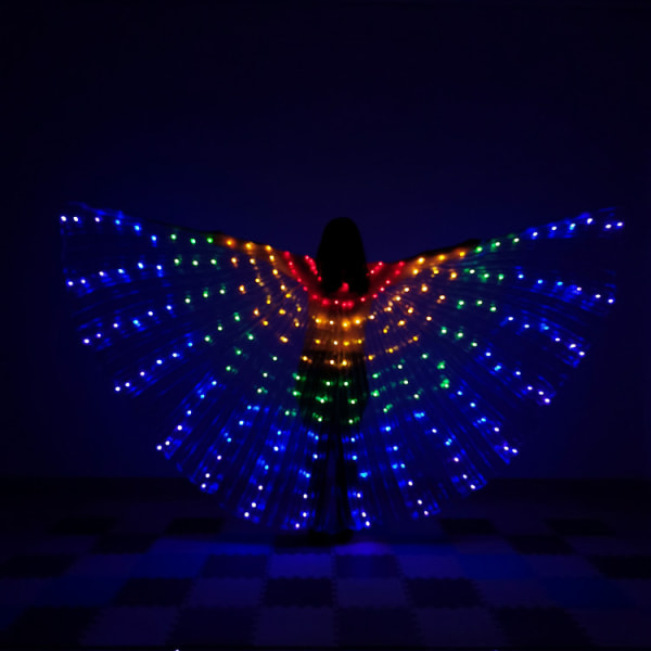 Magdansvingar med Guldvingar Regnbåge Färgglada LED Luminous Wing Dan