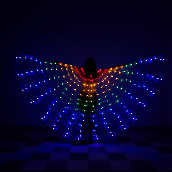 Magedans Gullvinge Regnbue Fargerik LED Lysende Ving Dan