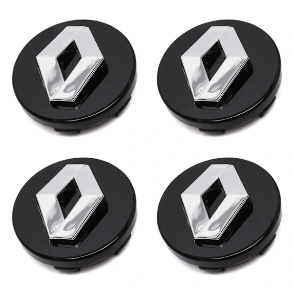 4-pack - Renault Centrumkåpor / Hjulnav Emblem - Bil 60mm - Svart