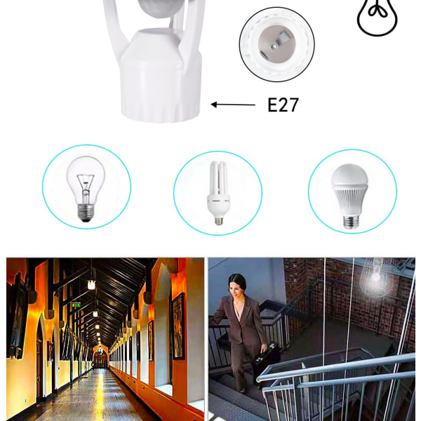 360 Graders PIR Menneskelig Induktions Bevægelsessensor LED Natlampe Pære