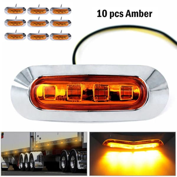 10x Amber 4 LED Side Clearance Marker Light Til Bil Lastbil Trailer
