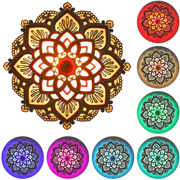 Mandala Yoga Rom LED Nattelys, Tremandala Hengelampe De