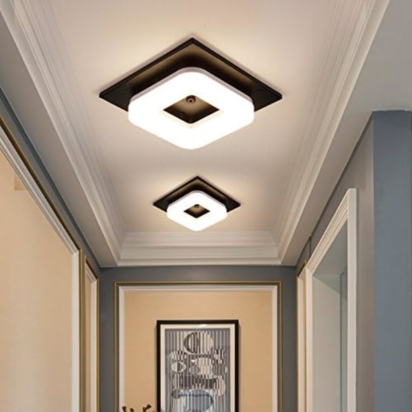 12W LED Taklampa, Enkel Installation Modern Svart Kvadratisk Ytmonterad