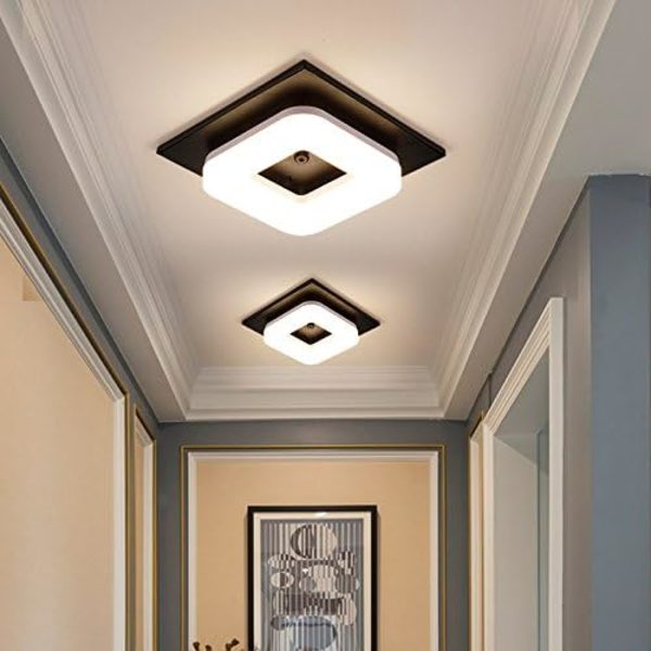 12W LED Taklampe, Enkel Installasjon Moderne Svart Kvadratisk Overflate