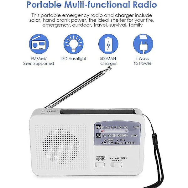 Dww-solar Bärbar Nödradio Dynamo Power Hand Crank Re DXGHC