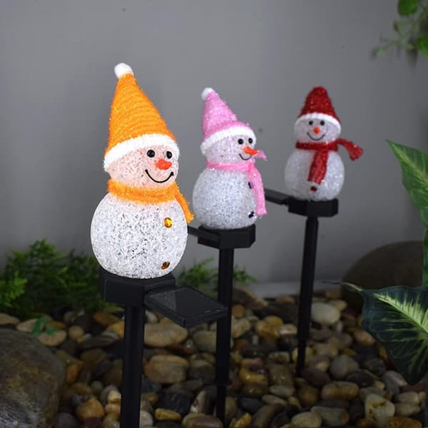 3-pack Sol-drivna Snögubbe Julvägslampor, Snögubbelampor