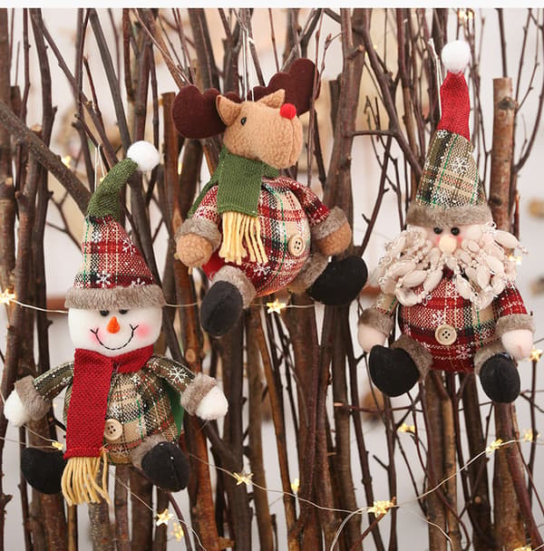 3 st juldekorationer gallerbollknappar stor älg snögubbe Ch