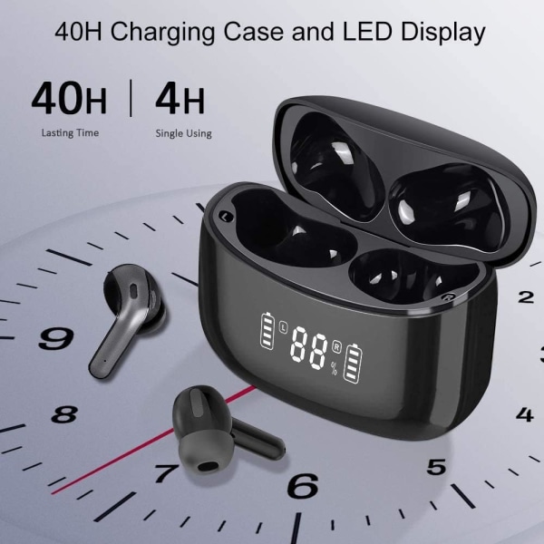 Bluetooth Høretelefoner 5 Trådløse Stereo Bluetooth Headset, 40 Timer