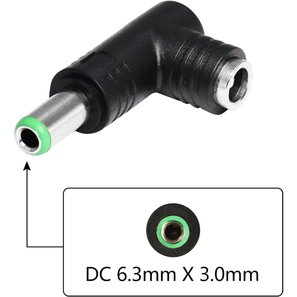 (2 kpl) DC-virtalähdeadapteri, 90 asteen kulma DC-adapteri 6,3 mm x 3,0 mm DXGHC