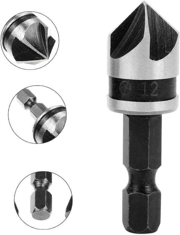 3 stk. 1/4\" Hex HCS Senkfræser 5-kantet Bor til Senkninger DXGHC