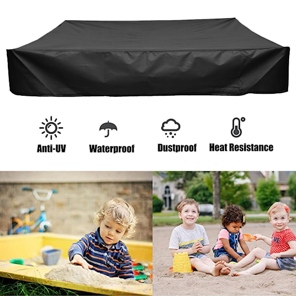 Støvtæt beskyttelse Sandbox Cover Vandtæt Sandkasse Pool Cover sort 200x200x20cm DXGHC