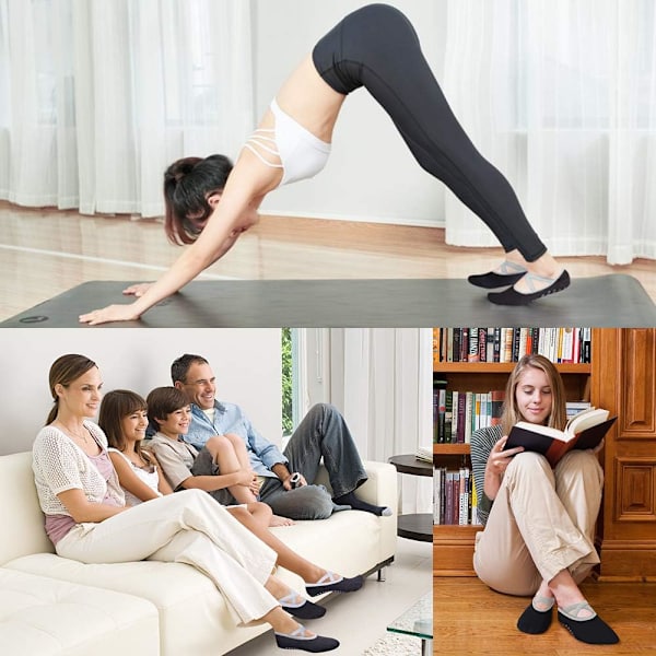4 stk Anti-Skli Yoga Sokker, Sklisikre Sokker for Yoga Pilates B DXGHC