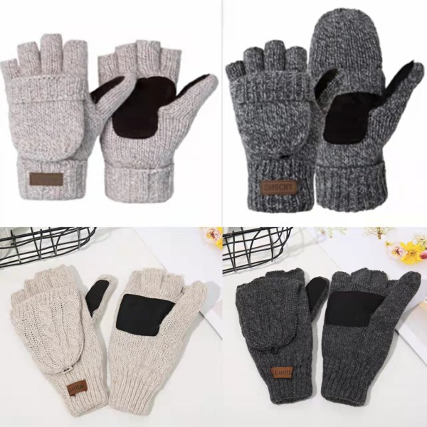 Vinterstrikkede fingerløse handsker Varmeisolering Varm Converti