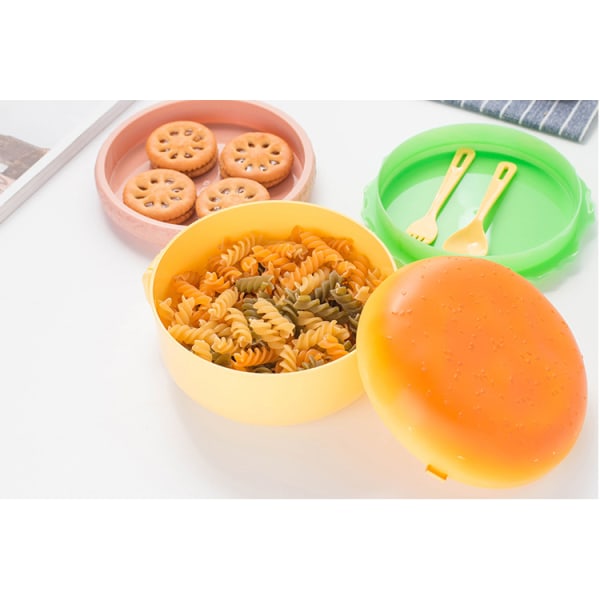 1 Piece Cute Round Burger Student Lunch Box Microwave Lunch Box M