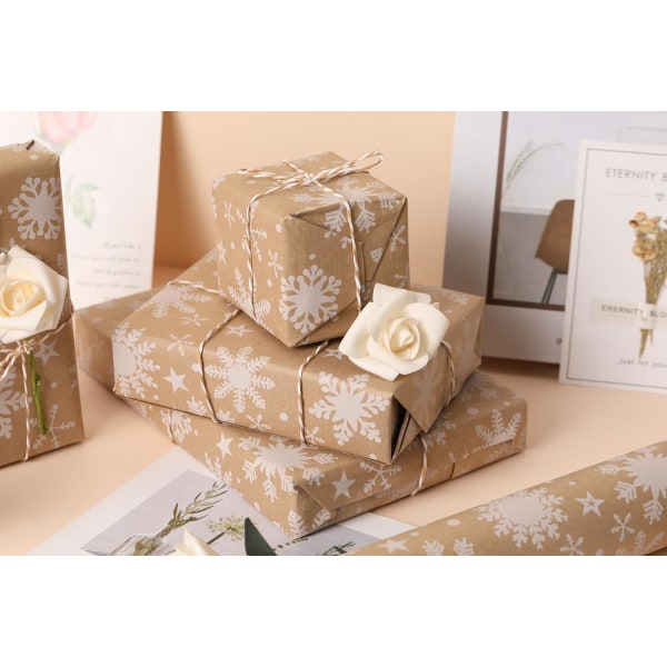 Julklappspapper 44cm x 10m Återvunnet Kraftpapper Rulle DXGHC