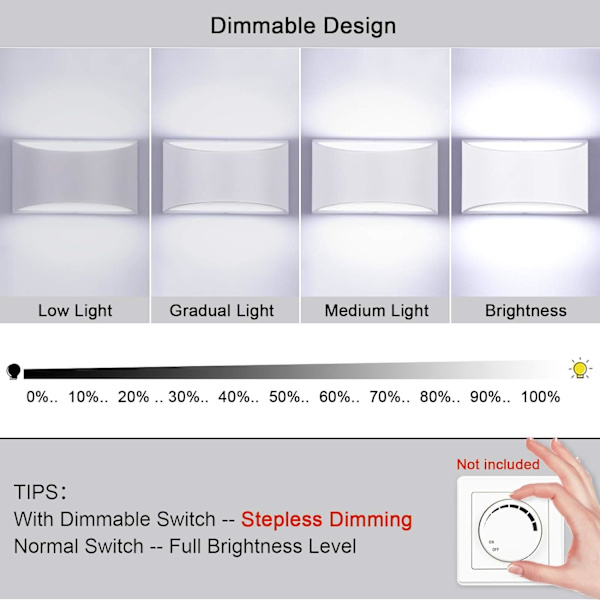 Justerbar LED-vegglampe 7W Moderne Vegglampe Opp Ned