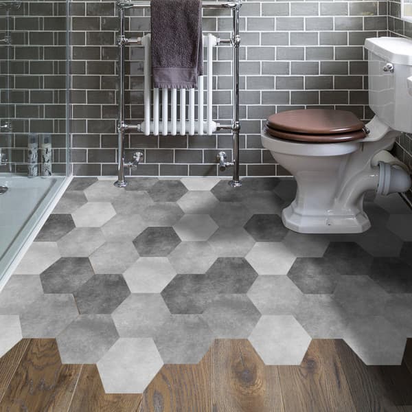 10-pack hexagonformade väggdekaler cement svart och vit askfågel
