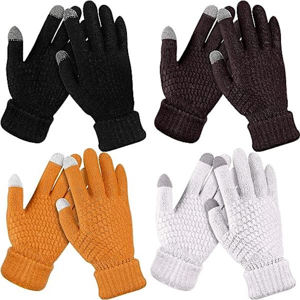 4 Par Dame Vinter Touchscreen Handsker Varme Fleeceforet Strik