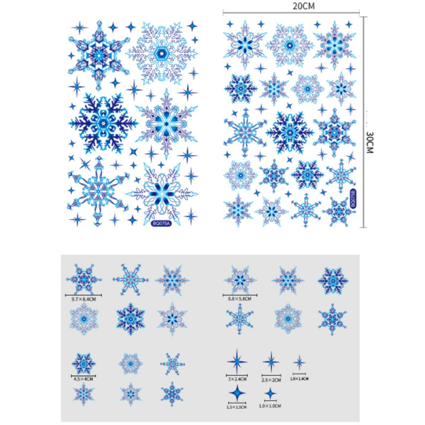 3 uppsättningar snödekaler glasfönsterdekoration klistermärken jul b