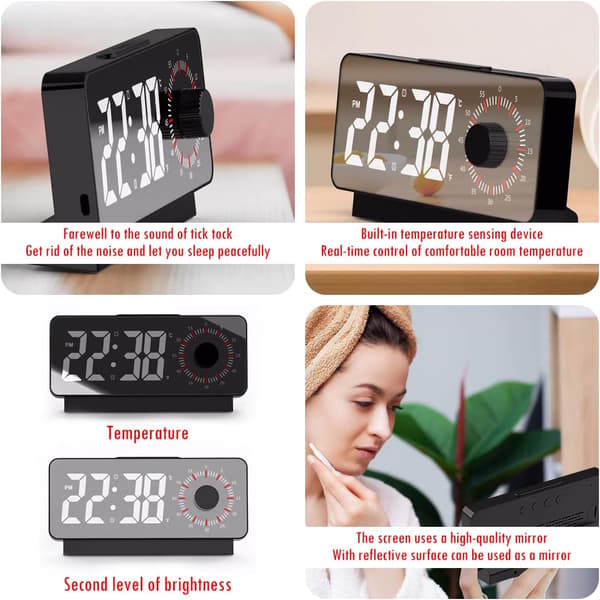Digital vækkeur med visuel timer, elektronisk sengebordsklo DXGHC
