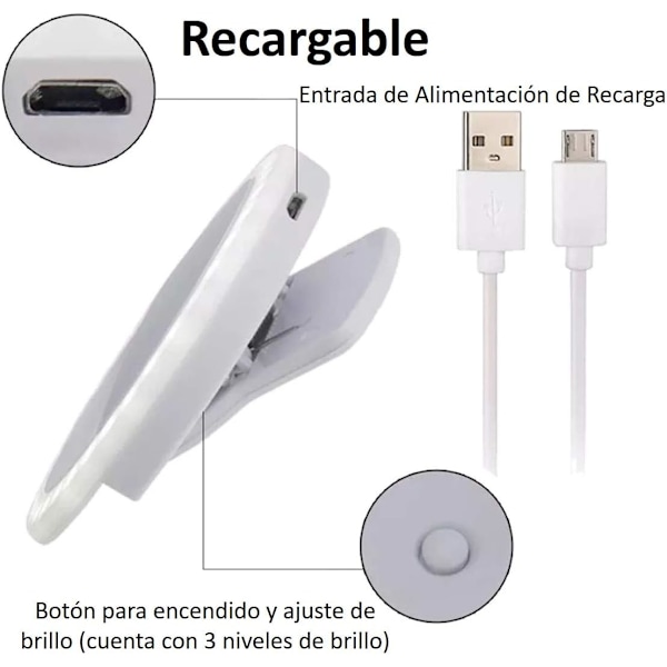 1 stk. Hvid Genopladelig Selfie Clip Ring Flash Smartphone R