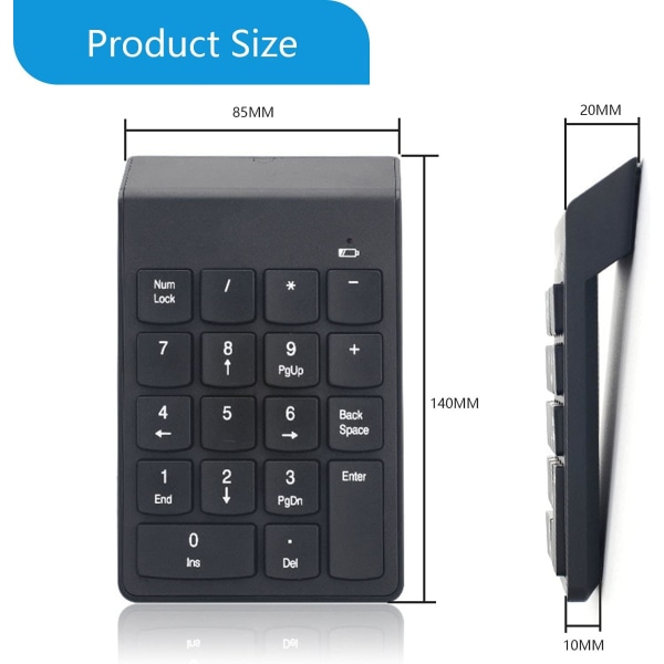 Numerisk Tastatur Trådløst Numpad Numerisk Tastatur 18 Taster Ekstern Ul