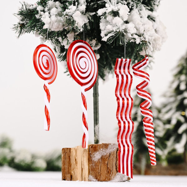 10-pak Rød Hvit Julestang Akryl Lollipop Godteri Type Penn