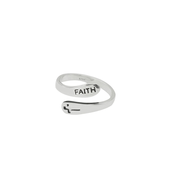 s925 sterling silver ring retro old FAITH faith cross ring person