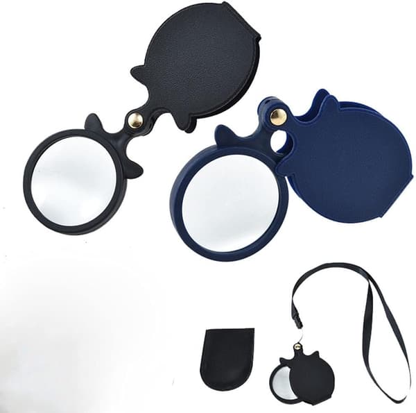 Set med 2 Mini Vikbara Fickförstoringsglas med Rotations Pro