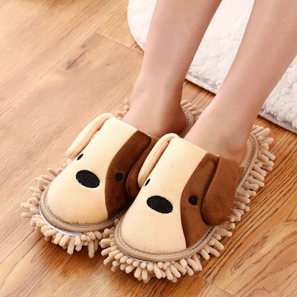 1 Par Aftagelige Mop-Tøfler Sko Mikrofiber Chenille Blød Com